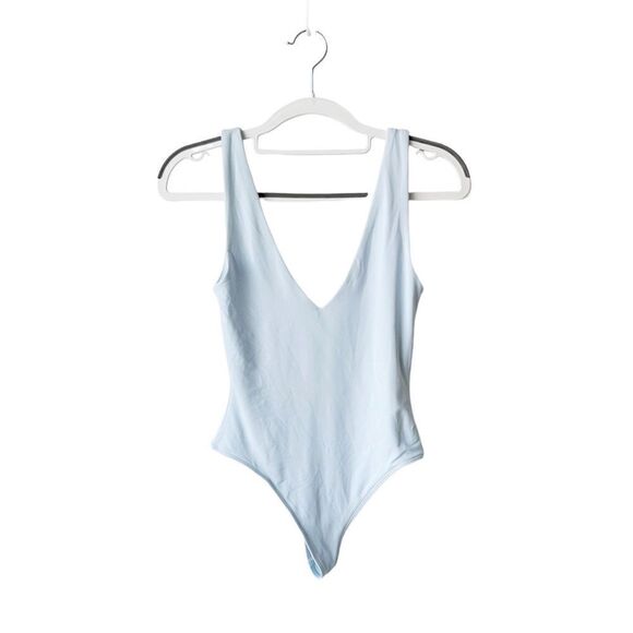 BABATON Powder Blue Contour Double V-Neck Bodysuit - Picture 1 of 2